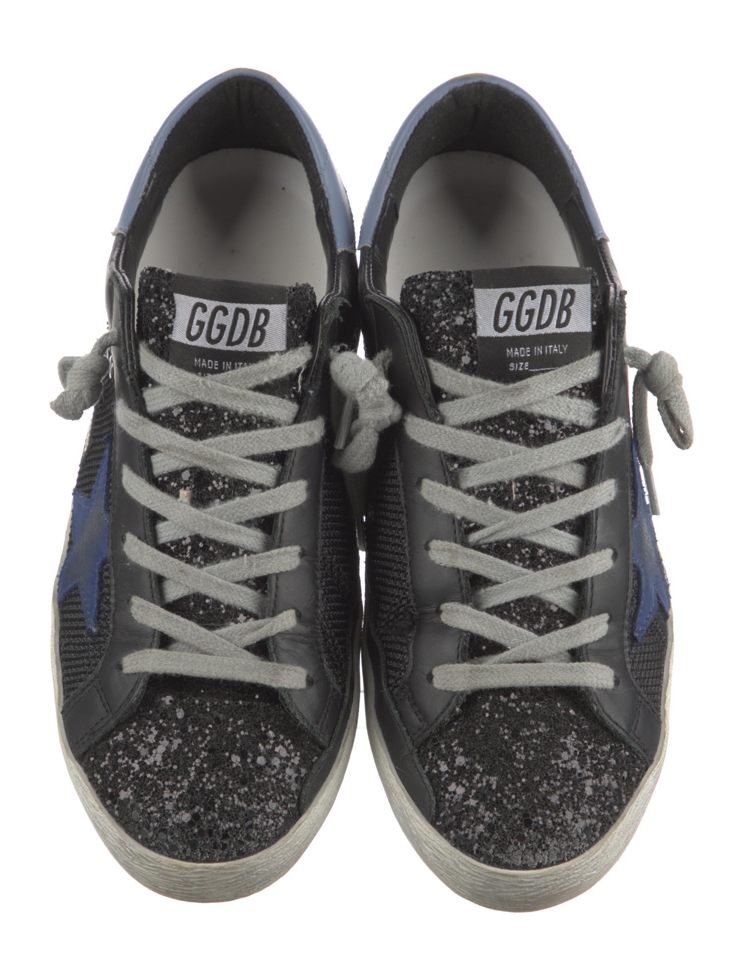Golden Goose Leather Glitter Accents Sneakers